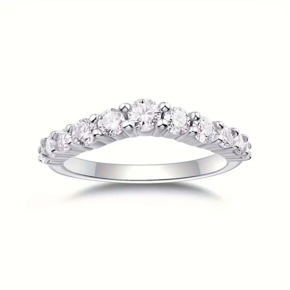 GRA Certified Ethical Diamond Moissanite Ring. 18kt White Gold Plated Size 6 NEW - Picture 1 of 5